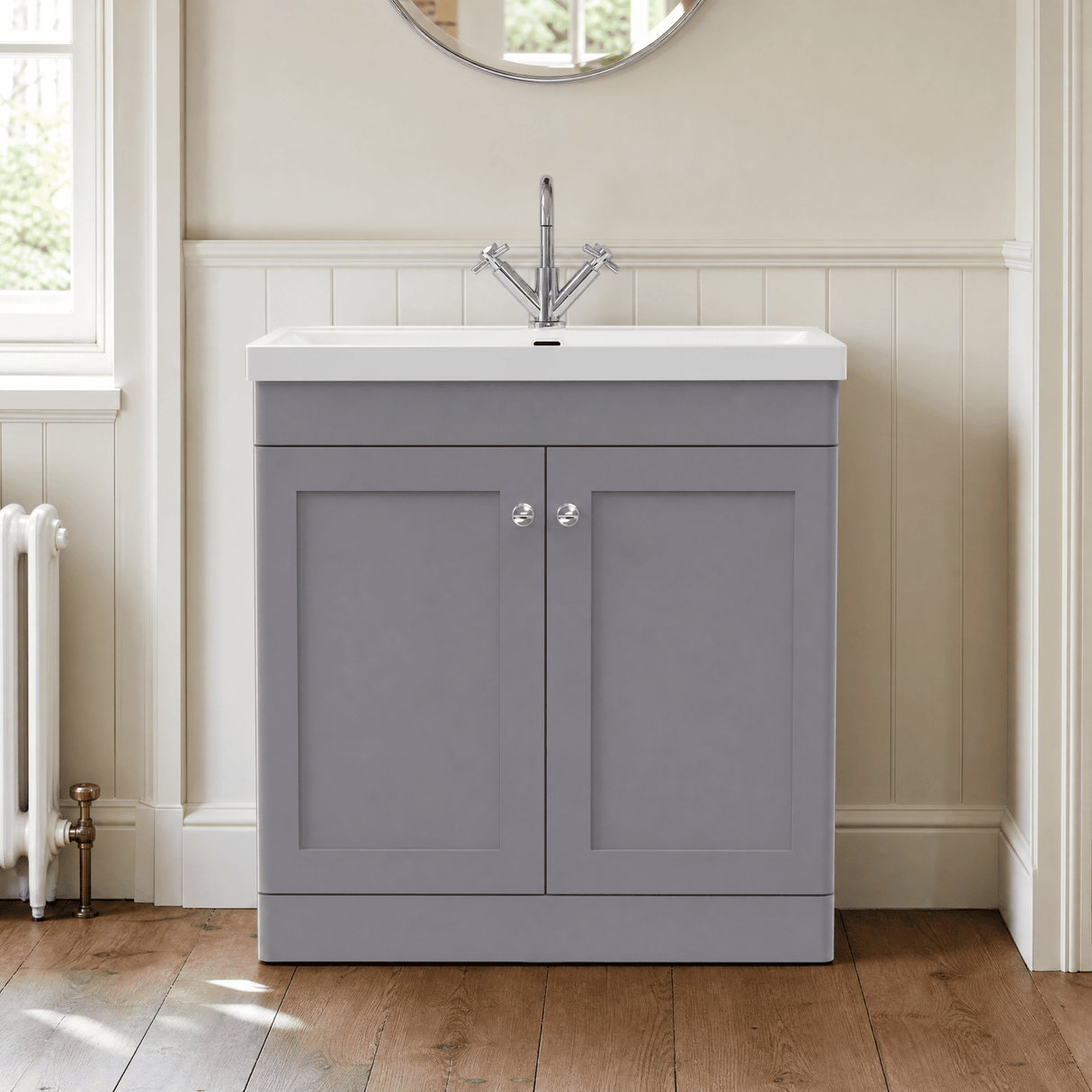 [BFCL226E] Swynnerton Traditional 2 Door Floor Standing Vanity Unit with Thin Edge Basin, Choice of Size and Colour