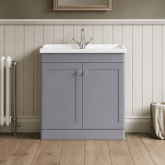 [BFCL226F] Swynnerton Traditional 2 Door Floor Standing Vanity Basin Unit with 1 Tap Hole Traditional Ceramic Basin, Choice of Size and Colour