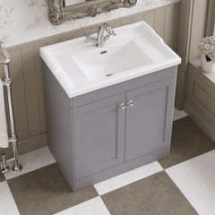 [BFCL226F] Swynnerton Traditional 2 Door Floor Standing Vanity Basin Unit with 1 Tap Hole Traditional Ceramic Basin, Choice of Size and Colour