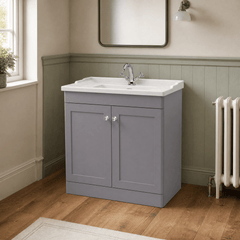 [BFCL226F] Swynnerton Traditional 2 Door Floor Standing Vanity Basin Unit with 1 Tap Hole Traditional Ceramic Basin, Choice of Size and Colour