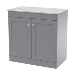 [BFCL226GMT] Swynnerton Traditional 2 Door Floor Standing Vanity Unit with Marble Top, Satin Grey, 800mm - Cutout