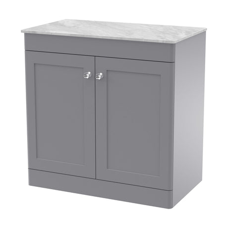 [BFCL226GMT] Swynnerton Traditional 2 Door Floor Standing Vanity Unit with Marble Top, Satin Grey, 800mm - Cutout