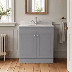 [BFCL226GR1] Swynnerton Traditional 2 Door Floor Standing Vanity Unit with Grey Marble Worktop and 1 Tap Hole Basin, Choice of Size and Colour