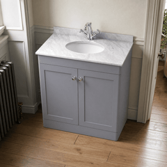 [BFCL226GR1] Swynnerton Traditional 2 Door Floor Standing Vanity Unit with Grey Marble Worktop and 1 Tap Hole Basin, Choice of Size and Colour