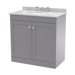 [BFCL226GR3] Swynnerton Traditional 2 Door Floor Standing Vanity Basin Unit with 3 Tap Hole Grey Marble Top Basin, Choice of Size and Colour - Cutout