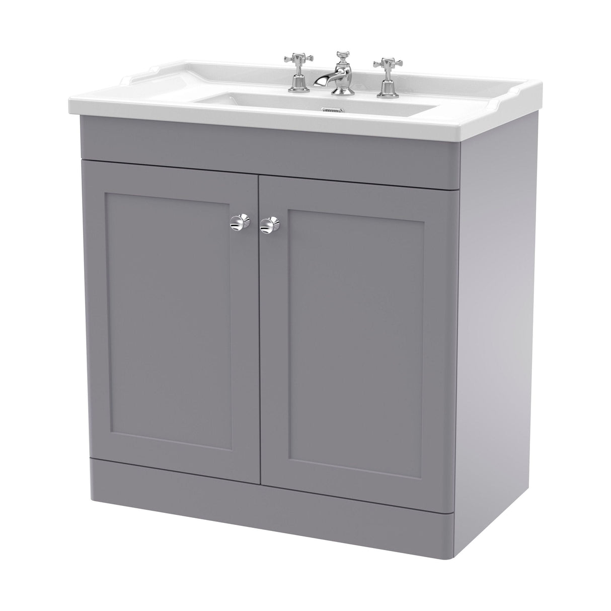 [BFCL226G] Swynnerton Traditional 2 Door Floor Standing Vanity Basin Unit with 3 Tap Hole Traditional Ceramic Basin, Choice of Size and Colour - Cutout