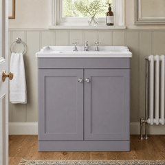 [BFCL226G] Swynnerton Traditional 2 Door Floor Standing Vanity Basin Unit with 3 Tap Hole Traditional Ceramic Basin, Choice of Size and Colour