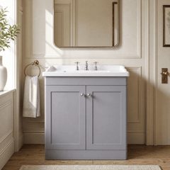 [BFCL226G] Swynnerton Traditional 2 Door Floor Standing Vanity Basin Unit with 3 Tap Hole Traditional Ceramic Basin, Choice of Size and Colour - Silo
