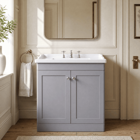 [BFCL226G] Swynnerton Traditional 2 Door Floor Standing Vanity Basin Unit with 3 Tap Hole Traditional Ceramic Basin, Choice of Size and Colour - Silo