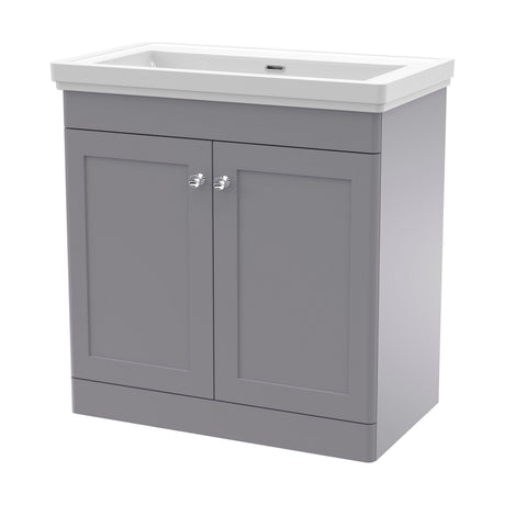 [BFCL226H] Swynnerton Traditional 2 Door Floor Standing Vanity Unit with Basin, Satin Grey, 800mm - Cutout