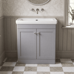[BFCL226H] Swynnerton Traditional 2 Door Floor Standing Vanity Unit with 0 Tap Hole Traditional Fireclay Basin, Choice of Size and Colour