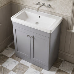 [BFCL226H] Swynnerton Traditional 2 Door Floor Standing Vanity Unit with 0 Tap Hole Traditional Fireclay Basin, Choice of Size and Colour