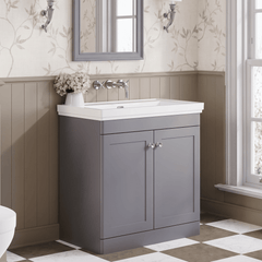 [BFCL226H] Swynnerton Traditional 2 Door Floor Standing Vanity Unit with 0 Tap Hole Traditional Fireclay Basin, Choice of Size and Colour