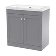[BFCL226K] Swynnerton Traditional 2 Door Floor Standing Vanity Unit with Fireclay Basin, Satin Grey, 800mm - Cutout