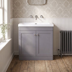 [BFCL226K] Swynnerton Traditional 2 Door Floor Standing Vanity Basin Unit with 0 Tap Hole Modern Fireclay Basin, Choice of Size and Colour