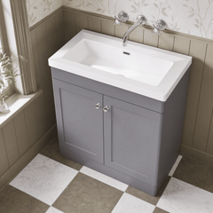 [BFCL226K] Swynnerton Traditional 2 Door Floor Standing Vanity Basin Unit with 0 Tap Hole Modern Fireclay Basin, Choice of Size and Colour
