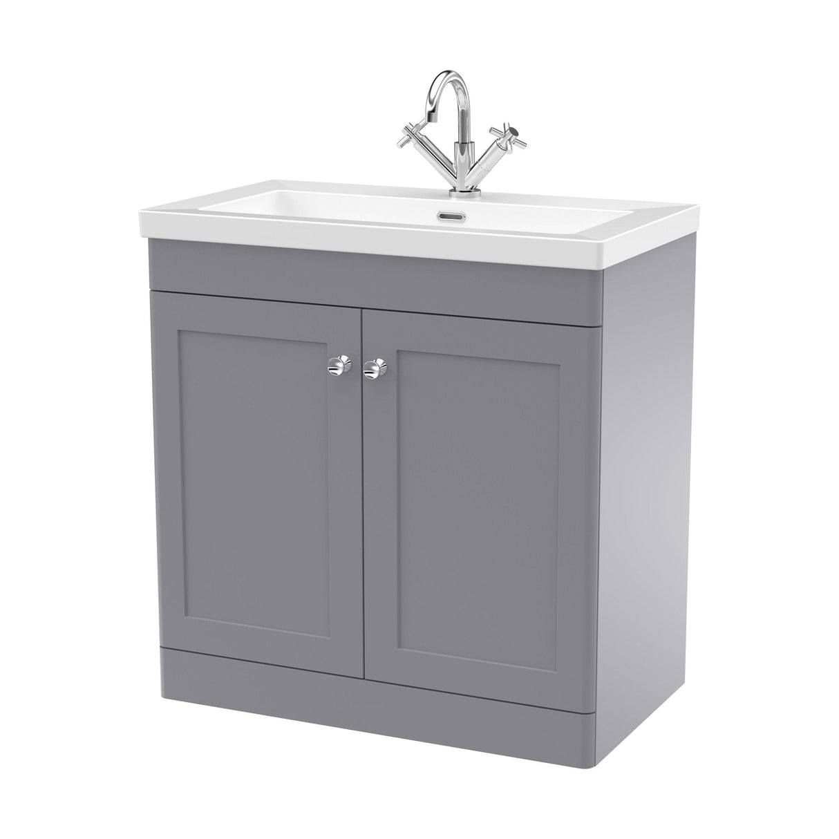[BFCL226L] Swynnerton Traditional 2 Door Floor Standing Vanity Basin Unit with 1 Tap Hole Modern Fireclay Basin, Choice of Size and Colour - Cutout