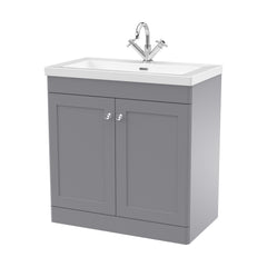 [BFCL226L] Swynnerton Traditional 2 Door Floor Standing Vanity Basin Unit with 1 Tap Hole Modern Fireclay Basin, Choice of Size and Colour - Cutout
