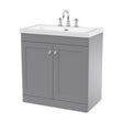 [BFCL226M] Swynnerton Traditional 2 Door Floor Standing Vanity Unit with Fireclay Basin, Satin Grey, 800mm - Cutout