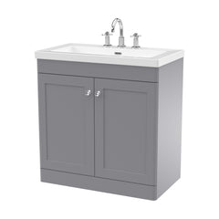 [BFCL226M] Swynnerton Traditional 2 Door Floor Standing Vanity Basin Unit with 3 Tap Hole Modern Fireclay Basin, Choice of Size and Colour - Cutout