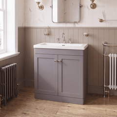 [BFCL226M] Swynnerton Traditional 2 Door Floor Standing Vanity Basin Unit with 3 Tap Hole Modern Fireclay Basin, Choice of Size and Colour