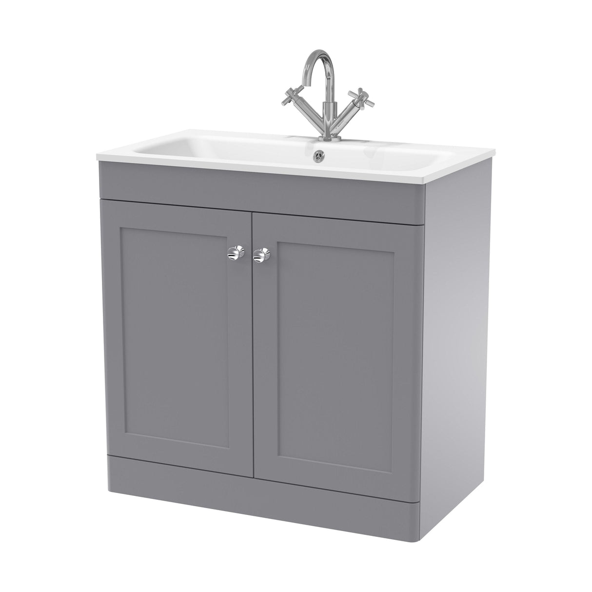 [BFCL226P] Swynnerton Traditional 2 Door Floor Standing Vanity Basin Unit with 1 Tap Hole Stone Basin, Choice of Size and Colour - Cutout