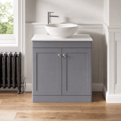 [BFCL226WMT] Swynnerton Traditional 2 Door Floor Standing Vanity Unit with White Marble Worktop, Choice of Size and Colour