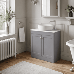 [BFCL226WMT] Swynnerton Traditional 2 Door Floor Standing Vanity Unit with White Marble Worktop, Choice of Size and Colour