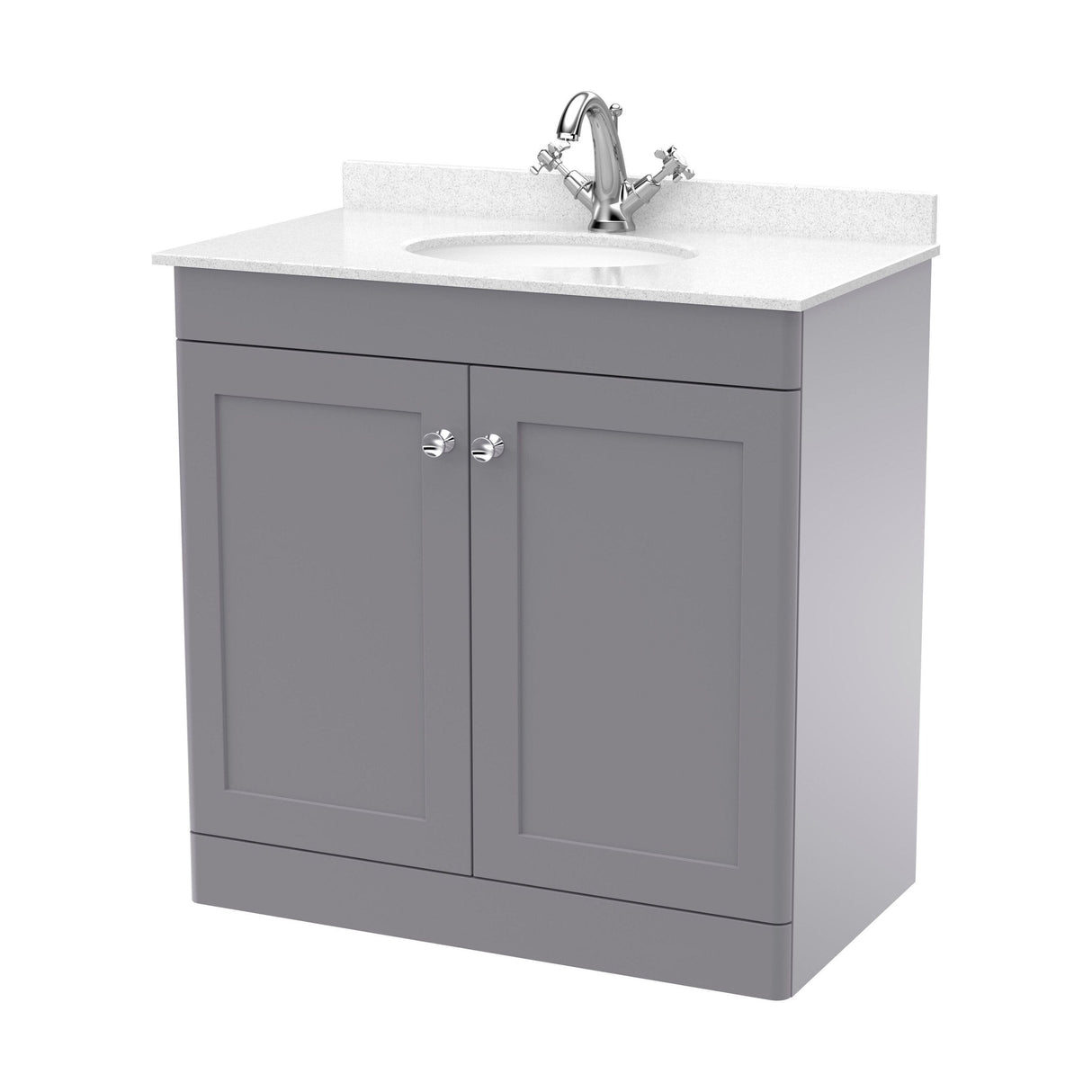 [BFCL226WR1] Swynnerton Traditional 2 Door Floor Standing Vanity Basin Unit with 1 Tap Hole White Marble Worktop and Basin, Choice of Size and Colour - Cutout