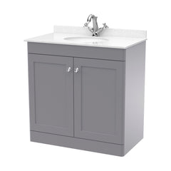 [BFCL226WR1] Swynnerton Traditional 2 Door Floor Standing Vanity Basin Unit with 1 Tap Hole White Marble Worktop and Basin, Choice of Size and Colour - Cutout