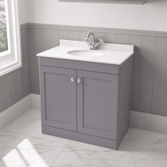 [BFCL226WR1] Swynnerton Traditional 2 Door Floor Standing Vanity Basin Unit with 1 Tap Hole White Marble Worktop and Basin, Choice of Size and Colour