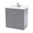 [BFCL226WS1] Swynnerton Traditional 2 Door Floor Standing Vanity Unit with Marble Basin, Satin Grey, 800mm - Cutout