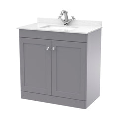 [BFCL226WS1] Swynnerton Traditional 2 Door Floor Standing Vanity Basin Unit with 1 Tap Hole White Marble Worktop and Square Basin, Choice of Size and Colour - Cutout