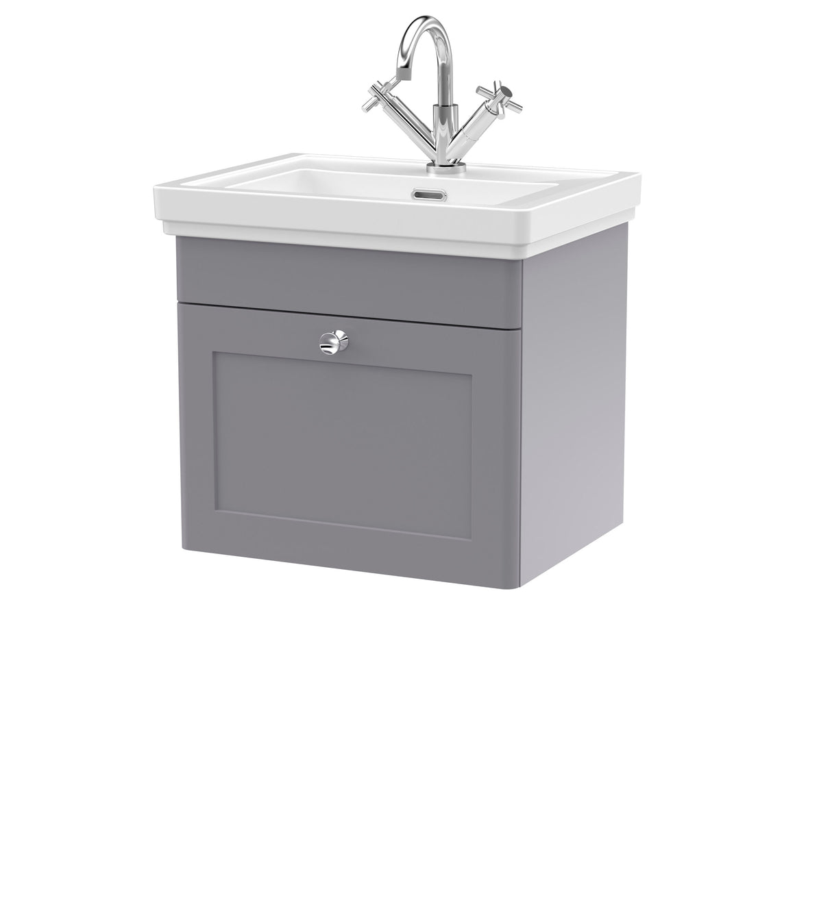 Swynnerton Traditional Wall Hung 1 Drawer Vanity Basin Unit with Fireclay Basin - Choice of Colour and Size