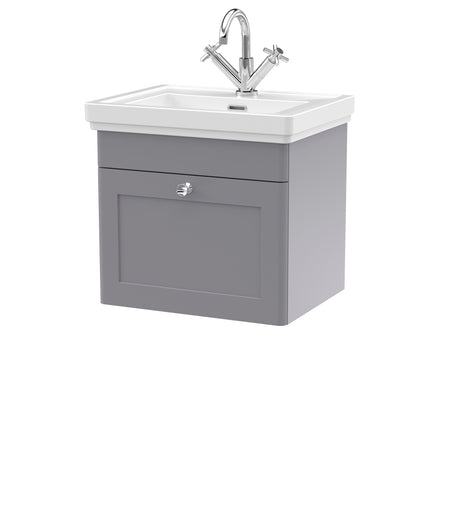 Swynnerton Traditional Wall Hung 1 Drawer Vanity Basin Unit with Fireclay Basin - Choice of Colour and Size
