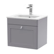 [BFCL291C] Swynnerton Traditional 1 Drawer Wall Hung Vanity Unit with Minimalist Basin, Satin Grey, 500mm - Cutout