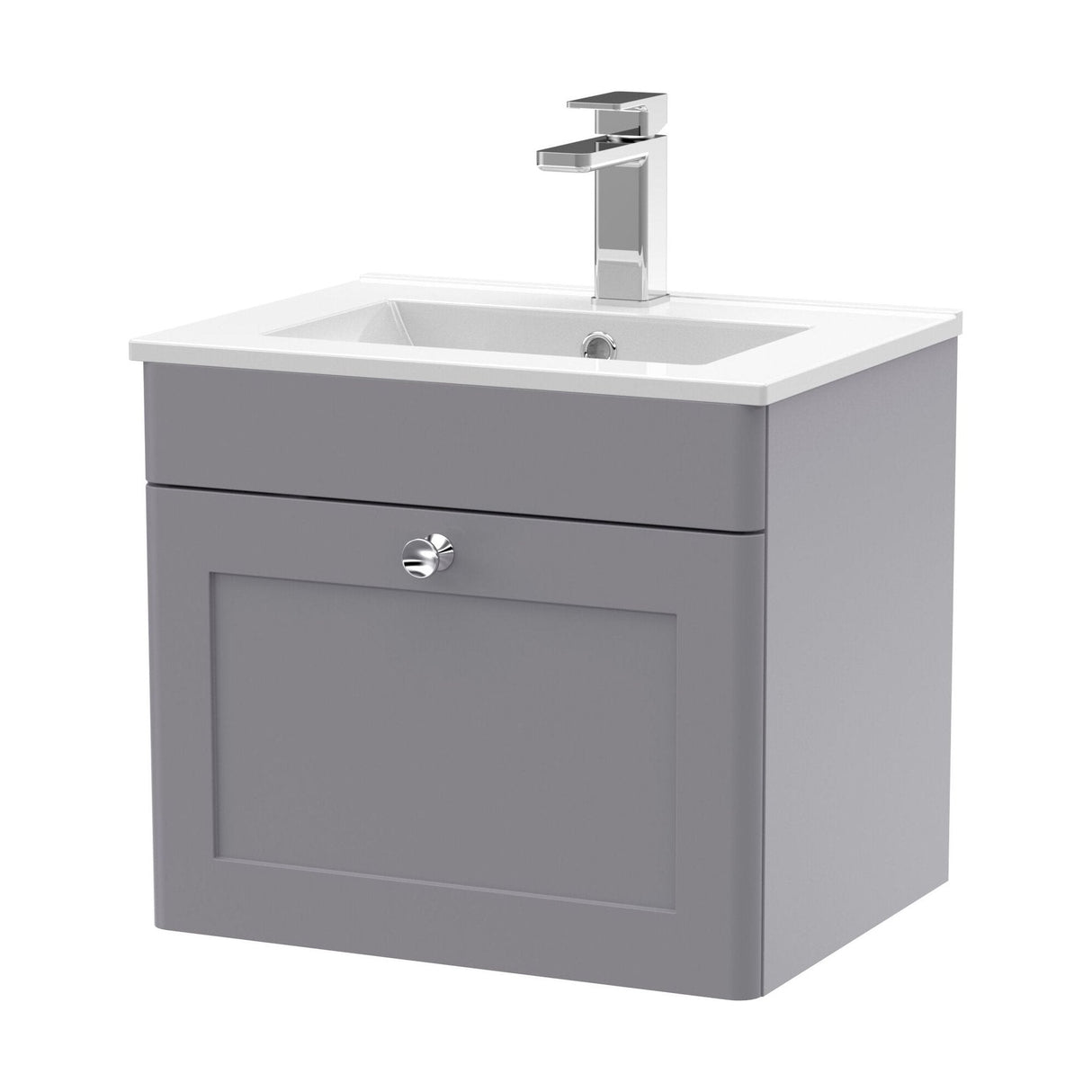 [BFCL291C] Swynnerton Traditional 1 Drawer Wall Hung Vanity Basin Unit with 1 Tap Hole Minimalist Ceramic Basin, Choice of Size and Colour - Cutout