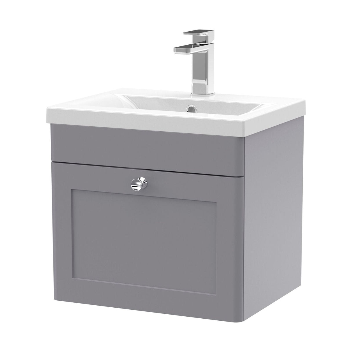[BFCL291D] Swynnerton Traditional 1 Drawer Wall Hung Vanity Unit with Mid-Edge Basin, 500mm, Choice of Colour - Cutout