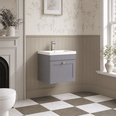 [BFCL291D] Swynnerton Traditional 1 Drawer Wall Hung Vanity Unit with Mid-Edge Basin, 500mm, Choice of Colour