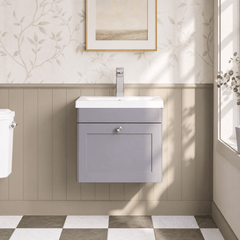 [BFCL291D] Swynnerton Traditional 1 Drawer Wall Hung Vanity Unit with Mid-Edge Basin, 500mm, Choice of Colour - Silo