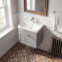 [BFCL291E] Swynnerton Traditional 1 Drawer Wall Hung Vanity Unit with Thin Edge Basin, Choice of Size and Colour