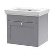 [BFCL291H] Swynnerton Traditional 1 Drawer Wall Hung Vanity Unit with Basin, Satin Grey, 500mm - Cutout