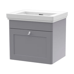 [BFCL291H] Swynnerton Traditional 1 Drawer Wall Hung Vanity Unit with 0 Tap Hole Traditional Fireclay Basin, Choice of Size and Colour - Cutout