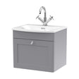 [BFCL291J] Swynnerton Traditional 1 Drawer Wall Hung Vanity Unit with Basin, Satin Grey, 500mm - Cutout