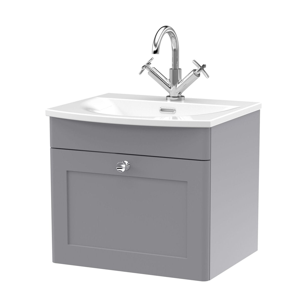 [BFCL291J] Swynnerton Traditional 1 Drawer Wall Hung Vanity Unit with Curved Basin, Choice of Colour - Cutout