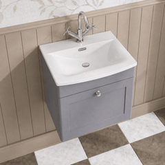 [BFCL291J] Swynnerton Traditional 1 Drawer Wall Hung Vanity Unit with Curved Basin, Choice of Colour