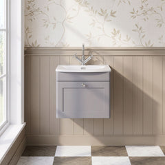 [BFCL291J] Swynnerton Traditional 1 Drawer Wall Hung Vanity Unit with Curved Basin, Choice of Colour - Silo