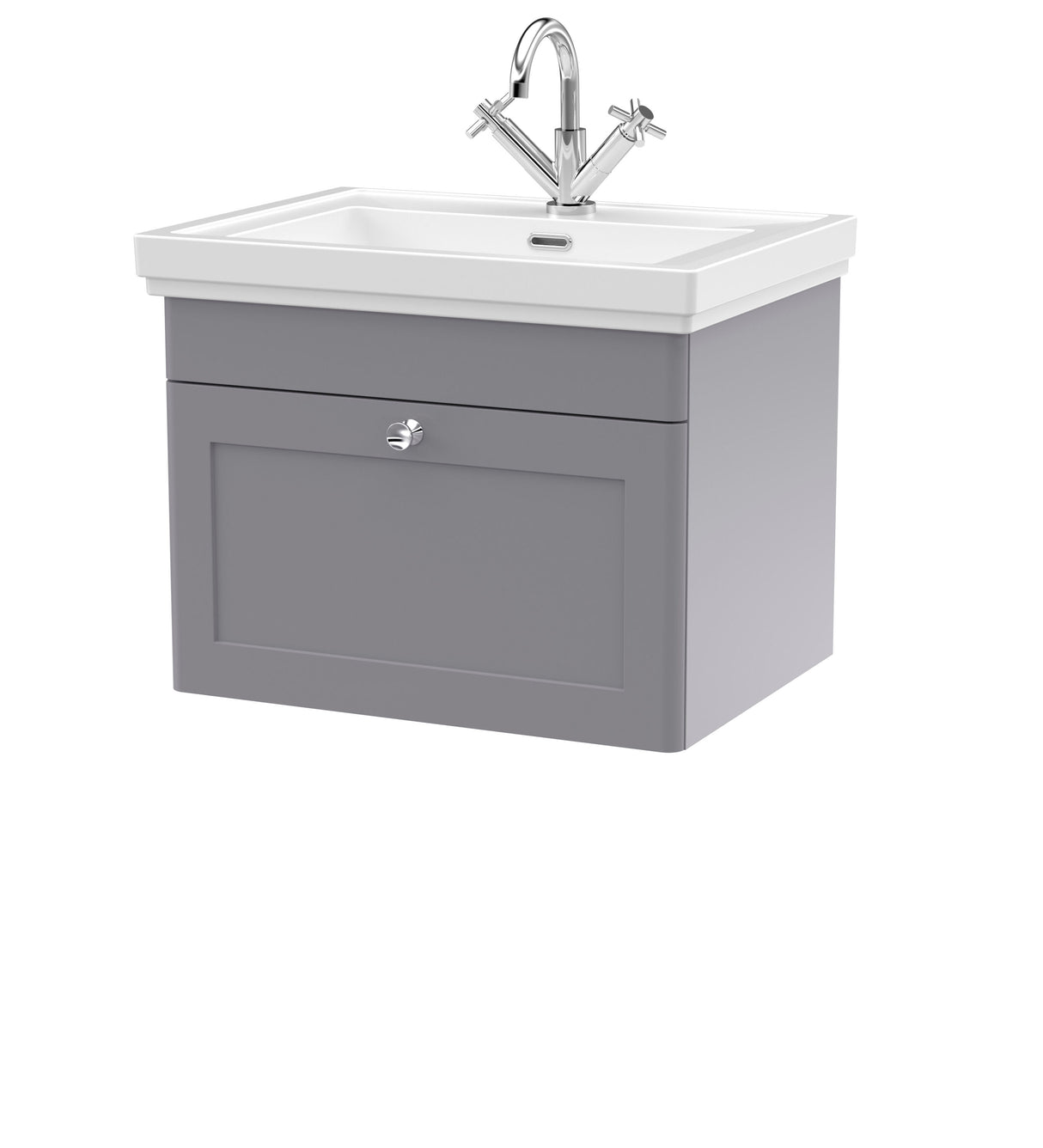 Swynnerton Traditional Wall Hung 1 Drawer Vanity Basin Unit with Fireclay Basin - Choice of Colour and Size
