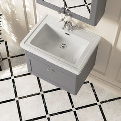 [BFCL294A] Swynnerton Traditional Wall Hung 1 Drawer Vanity Basin Unit with Fireclay Basin - Choice of Colour and Size - Lifestyle 2