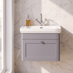 [BFCL294A] Swynnerton Traditional Wall Hung 1 Drawer Vanity Basin Unit with Fireclay Basin - Choice of Colour and Size - Silo